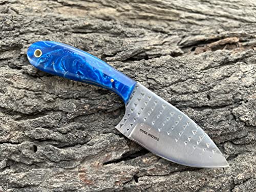 Image of 7 Inch Handmade Farrier Rasp Bull Cutter Knife - Custom Horse File Steel Cowboy Skinner with Premium Leather Pancake Sheath - Heavy Duty Hunting & Ranch Tool