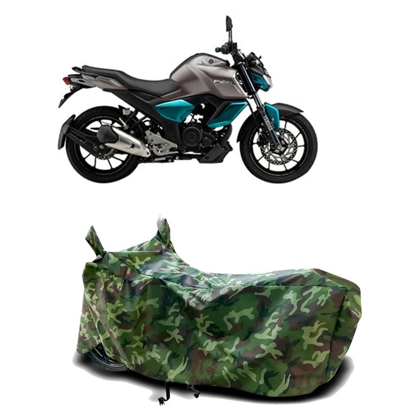Image of DUFFEL-100% Heat Protection Two Wheeler Bike /Scooty Body Cover for Yamaha FZ S V3 BS6 Water Resistance /UV-Rays /Birds Dropping /Scratchproof /Dust Proof /Waterproof[Green Jungle Print]