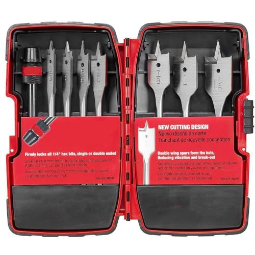 BEbexi Suitable for Milwaukee 49-22-0175 8PC 6-Inch Versatile Universal Flat Boring Bit Set
