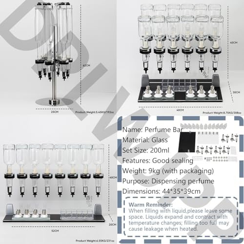 200ml Perfume Dispenser Pump Set - Includes 12 Refillable Bottles for Easy Application - Perfect for Fragrance Storage and Dispensing - Ideal for Travel and Home Use