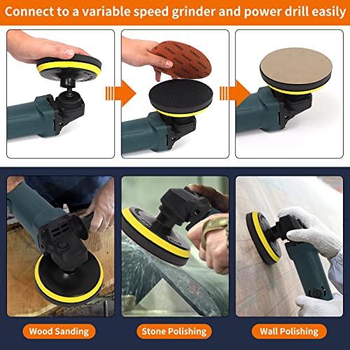 Pomsare PW820812 45Pcs 5 Inch Wet Dry Sanding Discs Kit With Hook And Loop Backing Pad 5/8-11 And Foam, Angle Grinder Drill Sanding Attachment thumb #5