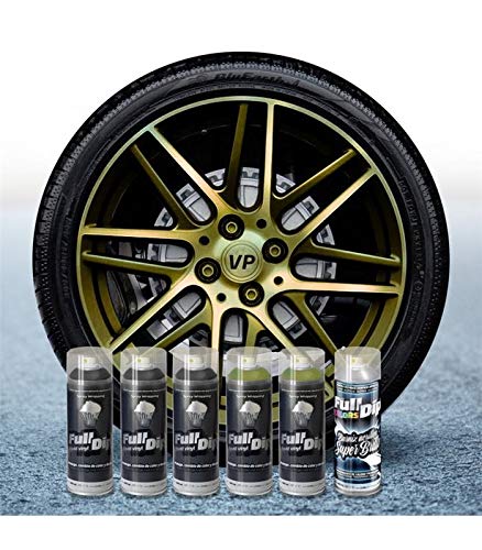 FullDip Pack de Jantes en Vinyle Liquide Full DIPSPRAYS World Mix Camaleon Brillant avec Base Noire