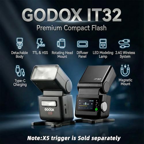 Image of Godox IT32 Mini TTL Flash with LCD Touchscreen and Flexible Flash Head