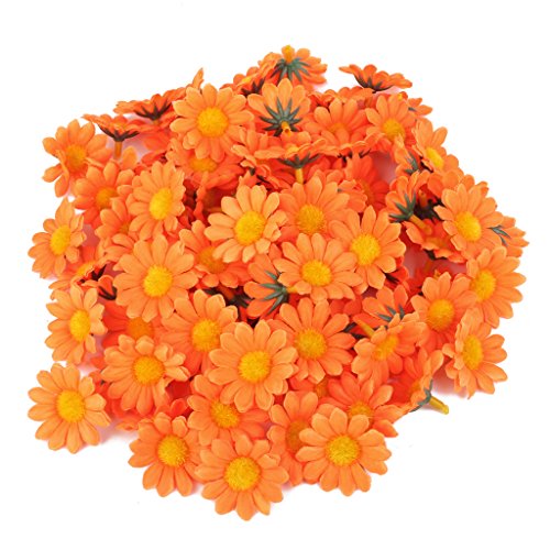 100pcs Artificial Gerbera Daisy Flower Heads for DIY Wedding Party (Orange)