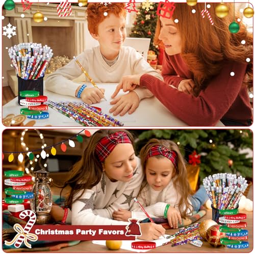 Set de 48 lápices navideños con borrador y pulseras miniatura 2