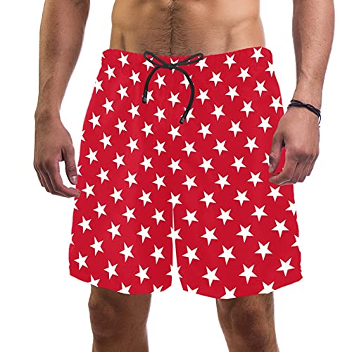 Short de bain pour homme rouge à étoiles idéal pour la plage et la piscine
