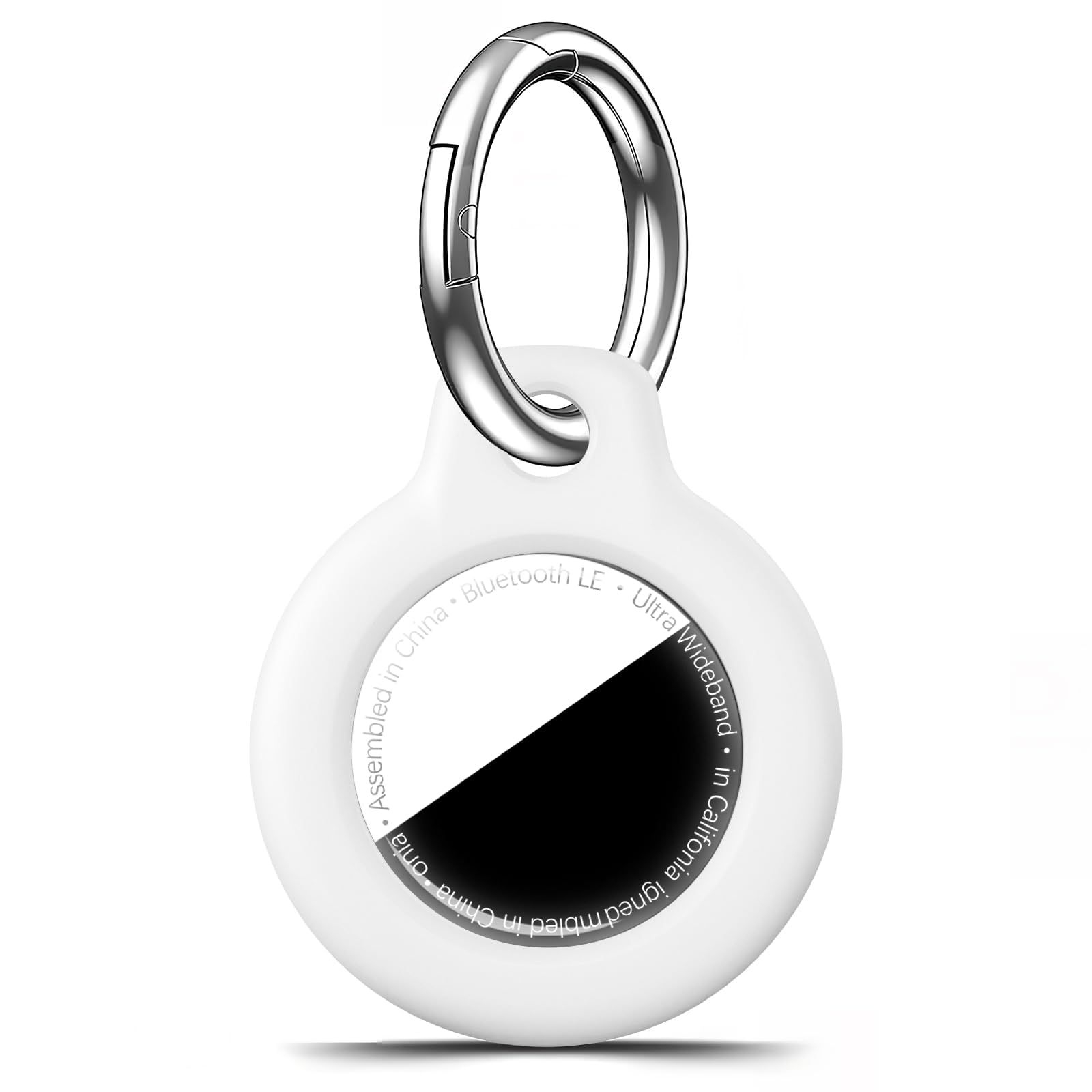 for Airtag Holder Case with Keychain, Shockproof GPS Cover Anti-Scratch Key Chain for Air Tags, for Airtags Accessories for GPS Item Tracker Cases for Bags, Luggages, White