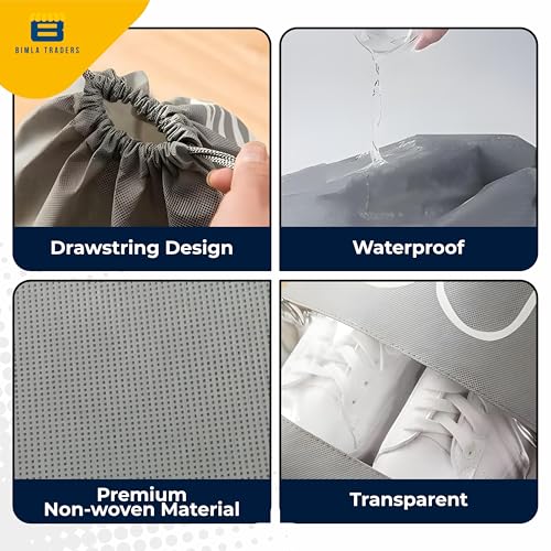 Image of Btag Shoe Bag for Travel & Storage | Water-Resistant Shoe Organizer for Men & Women | Portable, Foldable Shoe Cover for Luggage & Closet | Travel Accessories for Footwear Protection (Grey,Pack of 6)