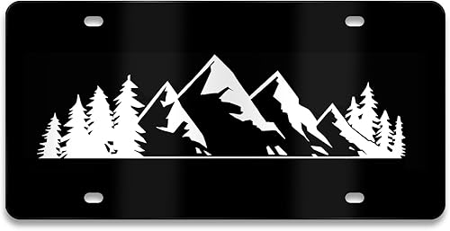 Cubierta de matrícula con temática de montaña, accesorio de decoración de automóvil de metal de 6 x 12 pulgadas, cubierta de placa delanteratrasera