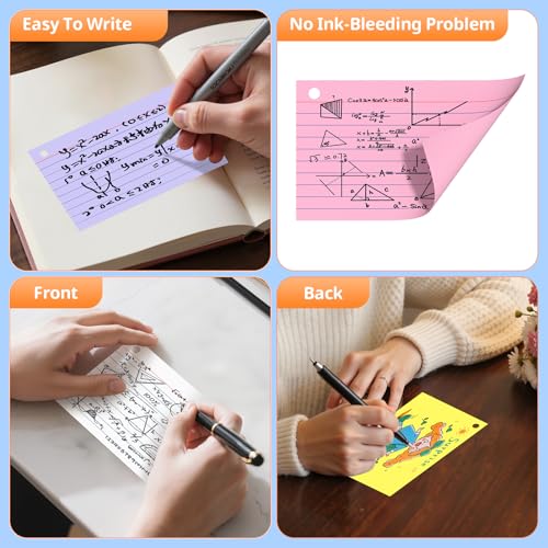 image for Glyanlee Index Cards 3x5 Inches, 300 PCS, Colored Flash Cards With Rin