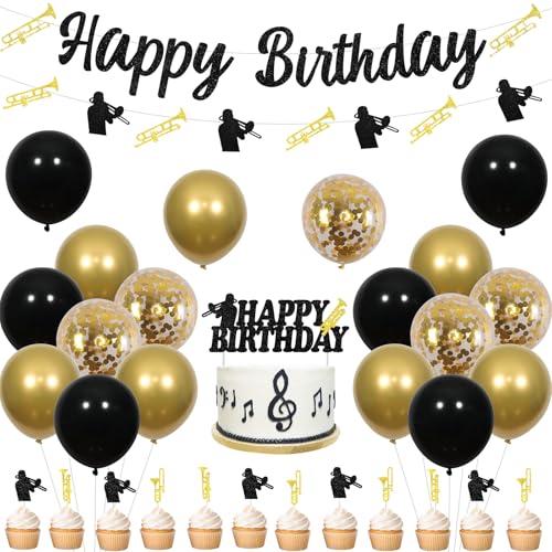 Bannière Happy Birthday saxophone pour une fête d'anniversaire musicale réussie