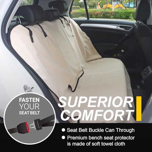 Image of Back Seat Cover for Car Trucks Van SUV Jeep,Waterproof Rear Bench Towel Seat Covers for Dogs and Kids,Automotive Backseat Protector (Off-White)