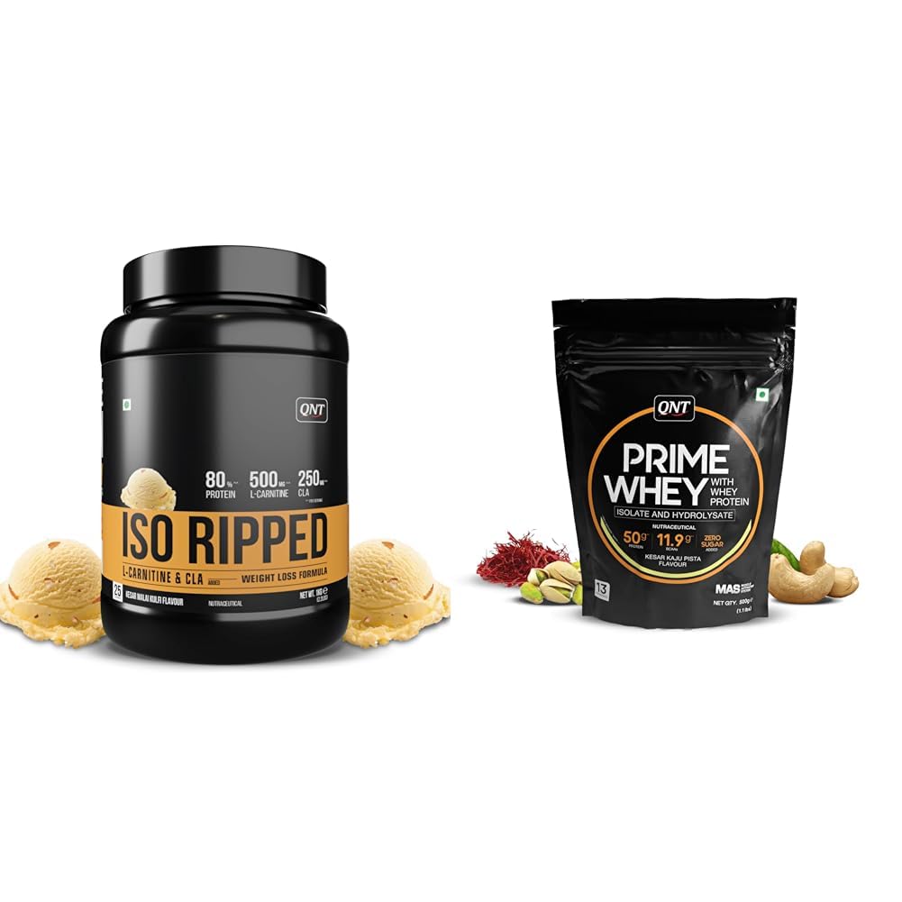 QNT ISO Ripped Whey Protein Isolate Powder | With L-Carnitine & CLA | 32g Pure Whey Isolate per Se | QNT Prime Whey Protein Powder | Kesar Kaju Pista, 500 gm | Triple Blend of Whey Isolate, Concentra-image-35