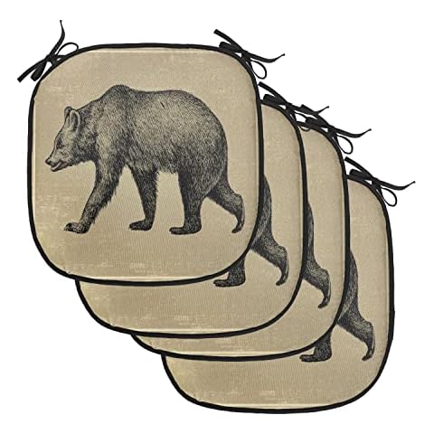 Lunarable Vintage Bear Chair Cushions Cover
