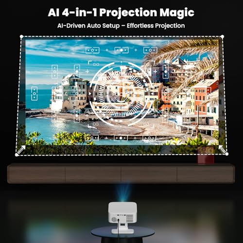 Image of [1500 ANSI /Built-in APPs] Smart Projector with Wifi and Bluetooth: NICPOW Native 1080P Outdoor Projector, Compatible with Netflix, Auto Focus & Keystone, Portable Proyector for Home & Outdoor Use