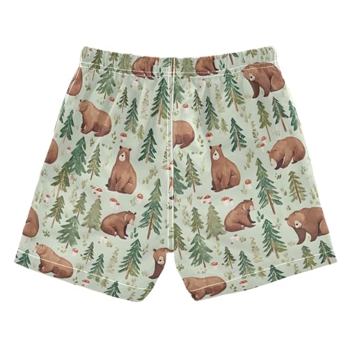 Boys Swim Trunks Quick Dry UPF 50+ Beach Board Shorts Kids Bathing Suits Swimsuit 2T Watercolor Bear Mushroom2