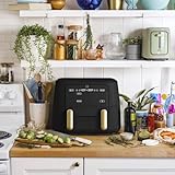 Beautiful 9 QT TriZone Air fryer, Large Capacity & Touch Display, 2 Independent 4.5 QT Baskets, Non-stick - roast, reheat, dehydrate & More Kitchen Appliances - by Drew Barrymore (Black Sesame)