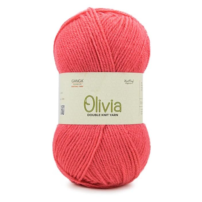 Ganga Olivia Hand Knitting and Crochet Yarn (Coral) (400gms) Acrylic