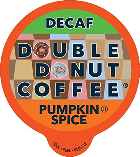 Double Donut Medium Roast Decaf Coffee Pods, Pumpkin Spice Flavored, for Keurig K-Cup Machines, 24 Single-Serve Capsules per Box