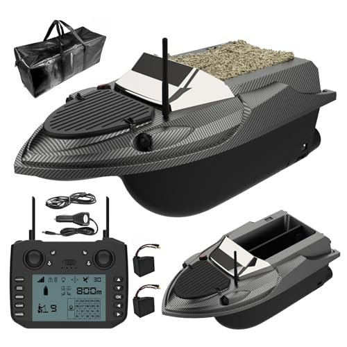 Barco Cebador RC con 180 puntos GPS, Barco de Cebo de Pesca, doble GPS BeiDou, control remoto 800m, liberación de cebo 3kg, crucero automático & retorno, entrega de anzuelo y red para pesca