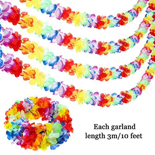 Image of JOVITEC 10 Pack Lei Hawaiian Flower Garland, 10 Feet Each Tropical Flower Lei Garland for Luau Decorations, Hawaiian Party Supplies, Summer Beach Birthday Indoor Outdoor Decor