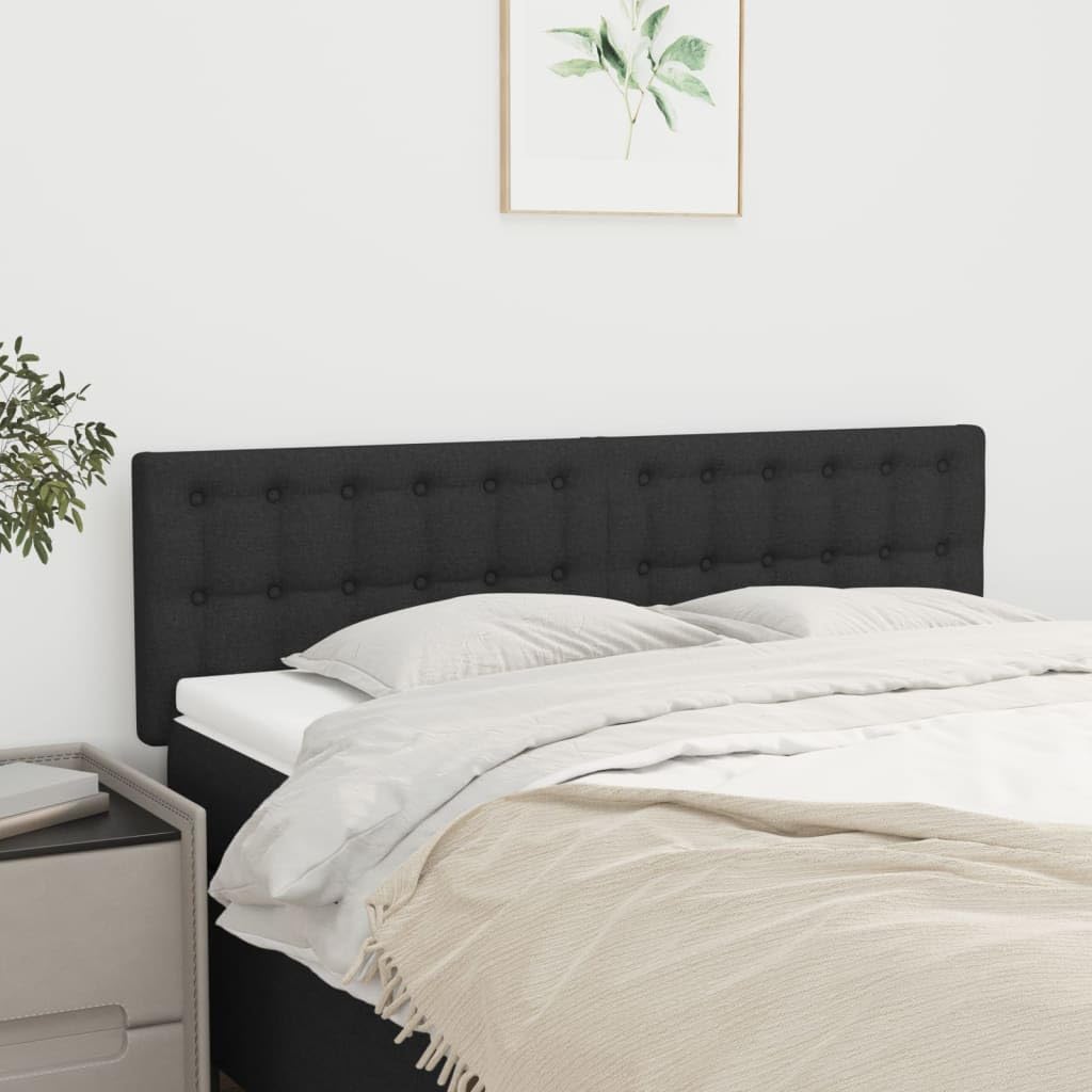 vidaXL Cabeceros Tela Negro 144x5x78/88 cm