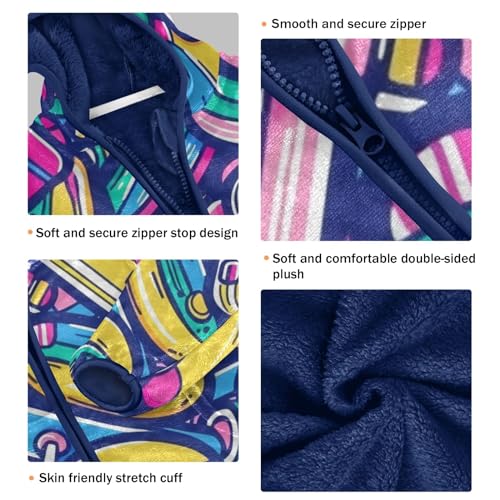 Boys Girls Fleece Jacket Colorful Skate Graffiti Print Kids Warm Hooded Outwear Coat3