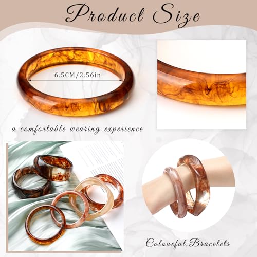 6 Pcs Acrylic Resin Chunky Bangle Bracelets for Women Punk Bangle Geometric Wide Bracelets Thick Acetate Jewelry2