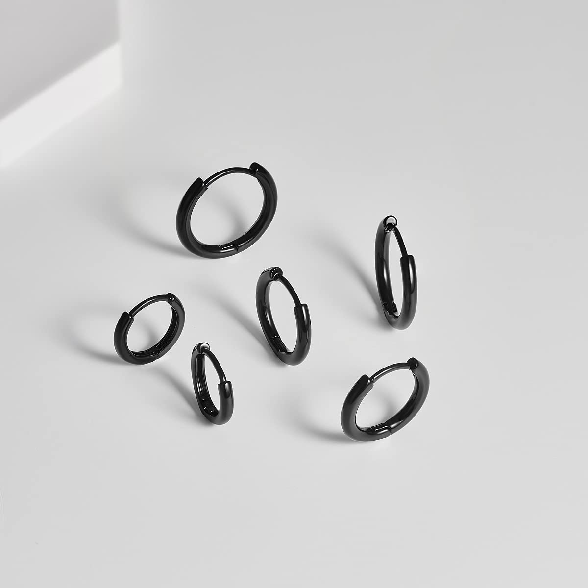 3 pares de aretes de aro chapados en oro de 14 quilates para mujer, aretes de aro minimalistas chapados en oro, arracadas, 3 tamaños, para hombres o mujeres, para regalo, de color oro, plata, oro rosa o negro, ágata 5