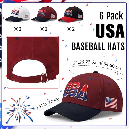 Image of Shyyween USA Hats Patriotic 4th of July Visors Buckets Hats Baseball Caps American Flag Embroidered Caps 250th for Men Women