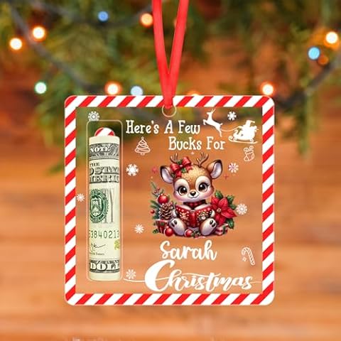 Personalized Christmas Money Holder Ornaments for Cash Here's A Few Bucks for Christmas Money Holder Ornaments Christmas Tree Decoration for Family, Kids, Gift Cover