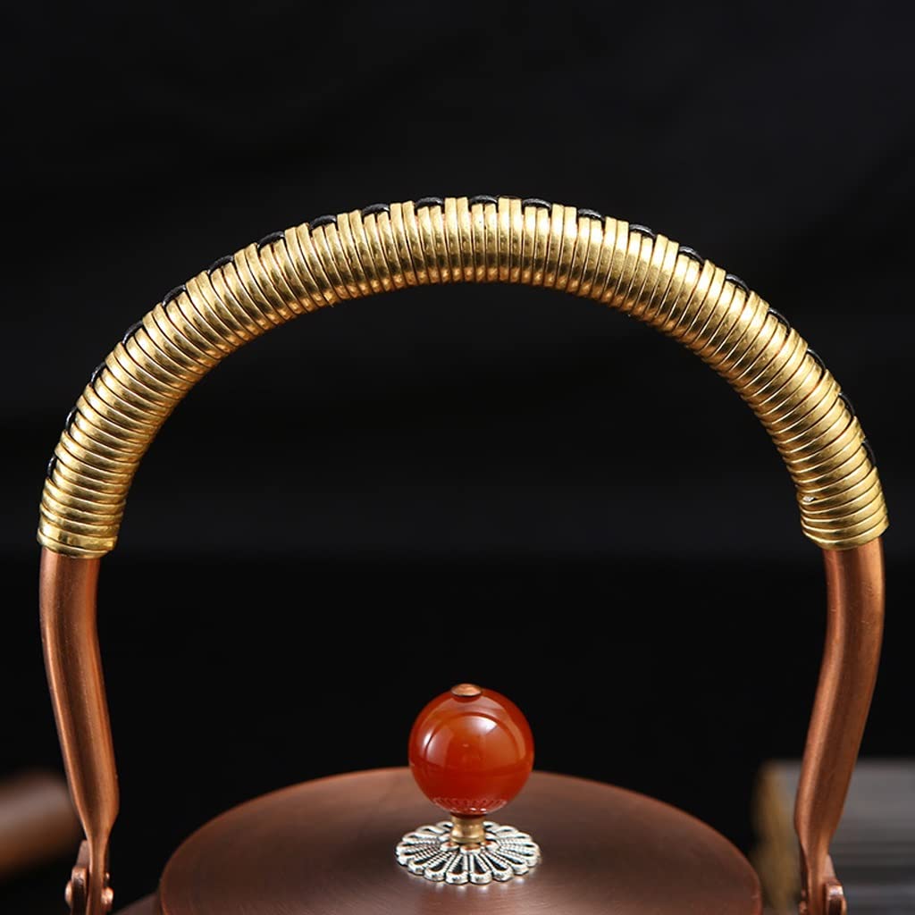 NEBE Tetera Olla de Cobre auspiciosa Creativa, Barril Recto con Tapa, Tetera de Regalo, Juego de té de Oficina, Olla de Cobre for hostelería Teapot