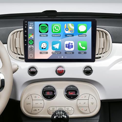 ACAVICA Autoradio Android 14 2+64GB Touchscreen 9" - Wireless Carplay e Android Auto per Fiat 500 500C 2016-2020 - GPS Navigatore, Bluetooth, WiFi, Stereo Auto (2+64GB, Android 14, 4-Core)