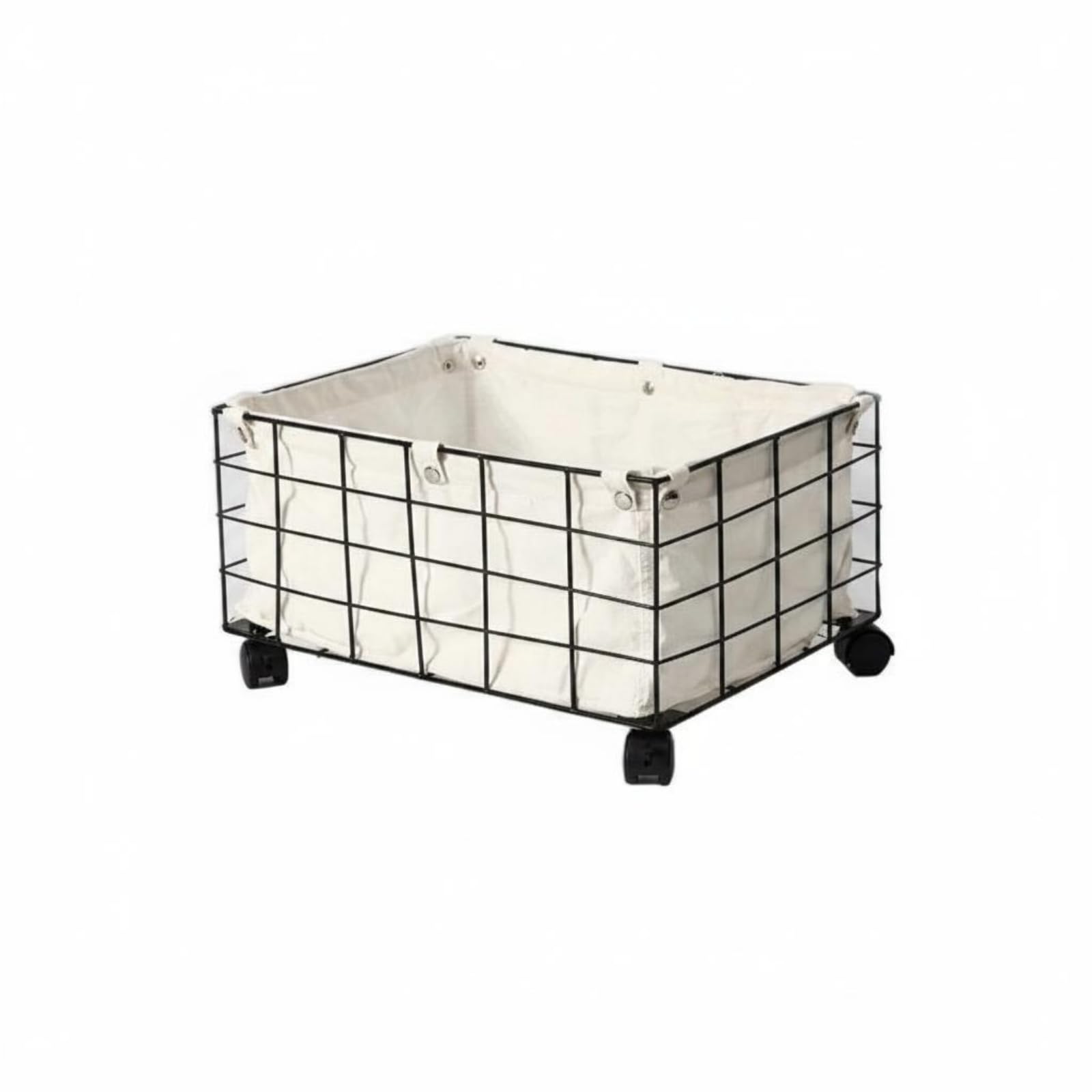 Carrello Organizzatore Cestino per Contenere Giocattoli Articoli di Uso Quotidiano Tela Rimovibile E Telaio Metallico Robusto per una Pratica, Nero, Piccolo