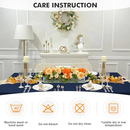 Image of SEPARO 2 Pack 6 Ft Navy Blue Table Cover Fitted Rectangular Tablecloth Stretchable Fabric Table Cloth 6 ft Wrinkle-Free for Party Tradeshows Banquet Weddings Cocktail