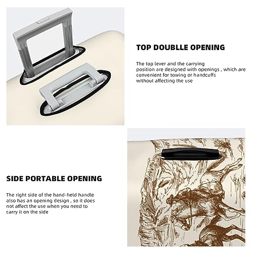 Deserto selvaggio west con cowboy Travel Luggage Protector Suitcase Cover Washable Luggage Cover Wheeled Suitcase Covers For Luggage,Luggage Covers For Suitcase With Zipper And Buckle Baggage Cover 32in3