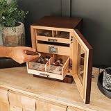 CASE ELEGANCE Humidor Szafkowy Luca Z Grubym Cedrem, łAtwy System NawilżAnia, DokłAdny Higrometr Cyfrowy - BrąZowy