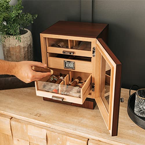 Case Elegance Luca Cabinet Humidor With Thick Cedar, Easy Humidification System, Accurate Digital Hygrometer - Brown #TOP7