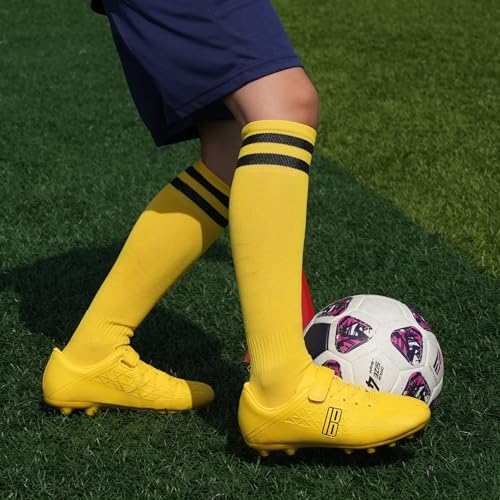 Image of brooman Kids Firm Ground Soccer Cleats Boys Girls Football Cleats with Soccer Socks