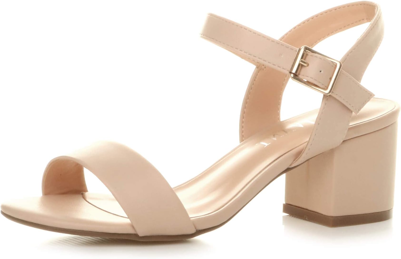 Womens ladies mid low block heel peep toe ankle strap strappy party sandals size