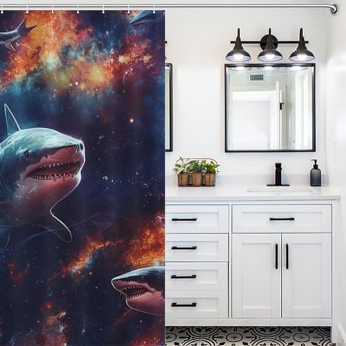 Rideau de douche requin en polyester lavable 152x183cm - 5