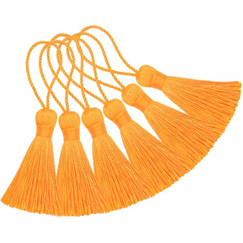 Image of 20Pcs 4.3 Inch Mini Craft Tassels for Earrings, DIY Crafts(Golden Yellow) | Handmade soft terylene, 2-inch cord loop, small Chinese knot-for earrings, bookmarks, tags, souvenirs and DIY crafts.