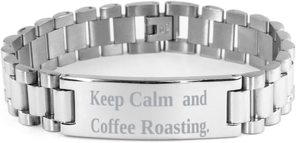 Funny Coffee Roasting Gifts, Keep Calm and, Coffee Roasting Ladder Bracelet From Friends, Engraved Bracelet For Friends