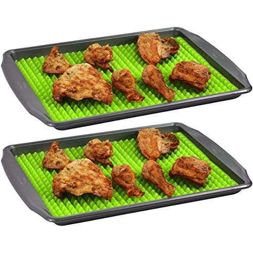 Southern Homewares Healthy Homewares Raised Silicone Baking Sheet Non-Stick Cooking Mat Oven Tray Liner Green Set of 2