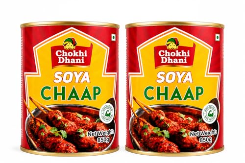 Image of Chokhi Dhani Veg Soya Chaap Sticks 850g x 2 | Protein-Rich Vegetarian Meat Alternative|Ready-to-Cook Soya Chaap | Chunks on Stick | Ideal for Curry, Tandoori, Gravy & Snacks