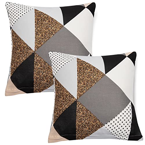 Image of HOKIPO Polyester Blend Stretchable Cushion Cover for Sofa 16x16, Pack of 2 (AR-4098-D9*2), (40 x 40cm),Multicolor