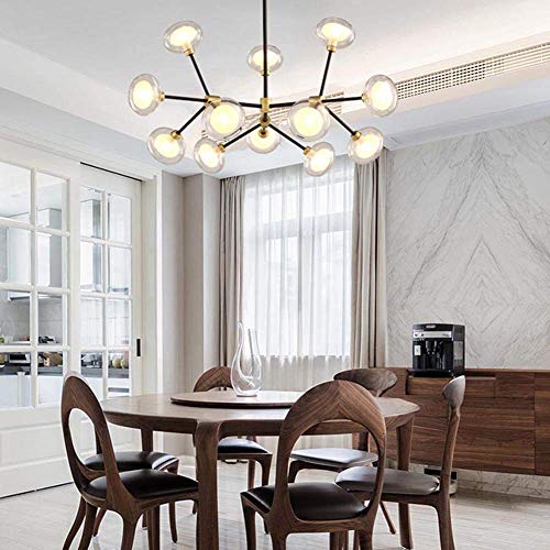 Luminaire globe en verre haut de gamme structure dorée 12 feux