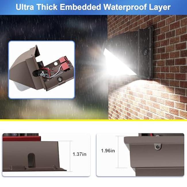 LED Wall Pack Light 500W Equivalent 18000LM LED Flood Security Light Dusk to Dawn Photocell 5000K 120W 100-277V Outdoor Wall Mount Lighting Commericial IP65 Waterproof for Yard Garage 4 Pack