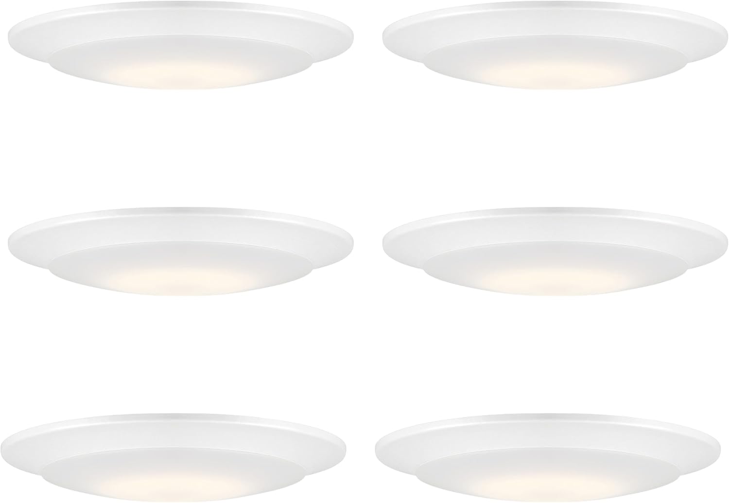 Designers Fountain LED Recessed Ceiling Lights 6 Pack, 7 inch CCT Disk Light Fixtures, Dimmable, 1000 Lumens, 3000K /4000K, White Trim, RC7WHWH8102C-6