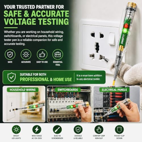 Image of High-Brightness Intelligent Voltage Tester Pen - Multi-function LED Test Pen with Screwdriver for Electric Power Testing 70-250V AC Socket Circuit Testers Non-Contact Voltage Tester Detector(1pc)